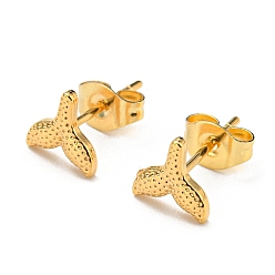 Золотой Вакуумное покрытие pvd 304 серьги-гвоздики из нержавеющей стали для женщин, Whale Tail, золотые, 7x7 мм