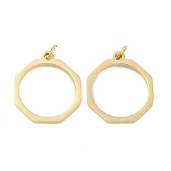 Octagon Ионное покрытие (ip) 304 подвески из нержавеющей стали, лазерная резка, с целью перехода в кольце, золотые, восьмиугольник, 17x15x1 мм, отверстие : 2 мм