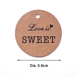 Слово 100круглые подарочные бирки из крафт-бумаги со словом «сладкий», Перу, слово, 3.5 см, 100 шт / пакет