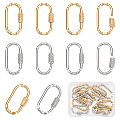Золотой & Цвет Нержавеющей Стали 12 шт. 2 цвета 304 подвески-замки с винтовым карабином из нержавеющей стали, для изготовления ожерелий, быстрые ссылки, овальные, золотые и нержавеющая сталь цвет, 26x14x4 мм, Винт: 8x4 мм, 6 шт / цвет