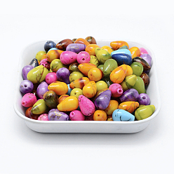 (52) Непрозрачная лаванда Спрей окрашены волочильных бусы акриловые, слеза, разноцветные, 15x9.5 мм, отверстие : 1.5 мм, Около 650 шт / 500 г