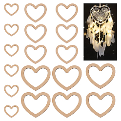 Сердце Днища деревянных корзин, основание корзины крючком, для вязальных принадлежностей, сердце, 4.3~8.6x5~10x0.3 см, 3 шт / комплект