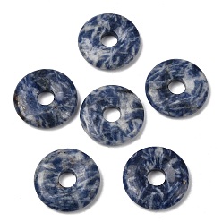 Blue Spot Jasper Natural Blue Spot Jasper Pendants, Donut/Pi Disc Charms, 30x6mm, Hole: 8mm