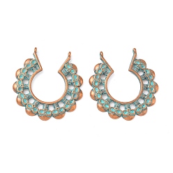 Круглые Подвески из сплава , Хэллоуин, красная медь и зеленая патина, круглые, 39x37x2.5 мм, отверстие : 1.8 мм