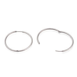 Stainless Steel Color 201 Stainless Steel Huggie Hoop Earrings, with 304 Stainless Steel Pin, Hypoallergenic Earrings, Ring, Stainless Steel Color, 39.5x2mm, 12 Gauge, Pin: 1mm