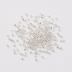 Silver Brass Crimp Beads, Cadmium Free & Nickel Free & Lead Free, Rondelle, Silver Color Plated, about 2mm in diameter, 1.2mm long, hole: about 1.2mm