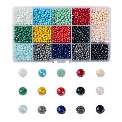 (52) Непрозрачная лаванда Гальванические стеклянные бусины, гальваническое покрытие, граненые, рондель, разноцветные, 4x3 мм, отверстие: 0.4 мм, 15 цветов, 200 шт / цвет, 3000 шт / коробка
