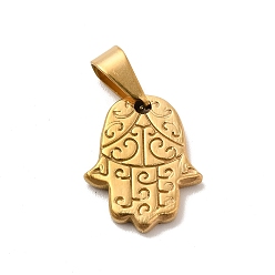 Золотой Вакуумное покрытие pvd 201 подвески из нержавеющей стали, hamsa hand charms, золотые, 18.5x15x2 мм, отверстие : 8.5x3.5 мм