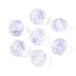 лаванда Фактурные внутренние бусины-лэмпворк ручной работы с цветком, круглые, лаванда, 12 мм, отверстие : 1.5 мм, около 20 шт / нитка