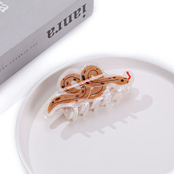 Седло Коричневый Заколки для волос с когтями из ацетата целлюлозы (смола), змея, седло коричневый, 110x50x43 мм