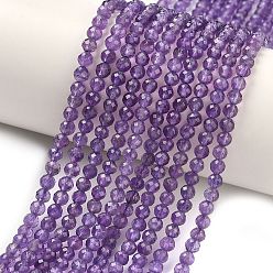 Аметист Природный аметист нитей бисера, граненые, круглые, 4~4.5 мм, отверстие : 0.7 мм, около 96~102 шт / нитка, 15.31''~15.43'' (38.9~39.2 см)