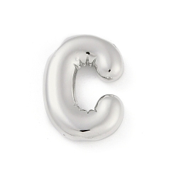 Letter C Gestellmessinganhänger, langlebig überzogen, Bleifrei und cadmium frei, Platin Farbe, Buchstaben c, 18x13x4 mm, Bohrung: 1.8 mm