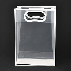 White Rectangle Transparent Plastic Bags, with Handles, for Shopping, Crafts, Gifts, White, 26x18cm, 10pcs/bag