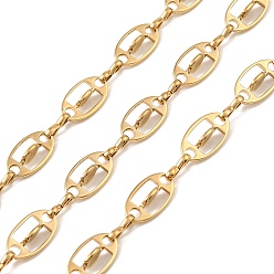 Настоящее золото 18K 304 цепи овальные из нержавеющей стали, ионное покрытие (ip), несварные, с катушкой, реальный 18 k позолоченный, ссылка: 14x7.5x4.5мм и 8x2.8x1.5мм, около 16.40 футов (5 м) / рулон