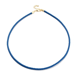 Озёрно--синий Изготовление плетеных круглых браслетов из искусственной кожи, с застежками-карабами из нержавеющей стали золотистого цвета, Плут синий, 17-1/8 дюйм (43.6 см)