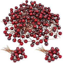 Темно-Красный 200шт. пластиковые имитации ягод, симуляция фруктов, для украшения дома к Рождеству, темно-красный, 65x10 мм