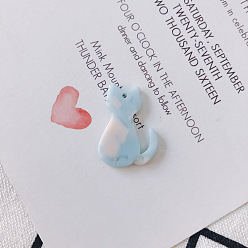 Светло-Голубой Непрозрачные подвески из ацетата целлюлозы (смолы), кошачье очарование, Небесно-голубой, 25x17x2.5 мм