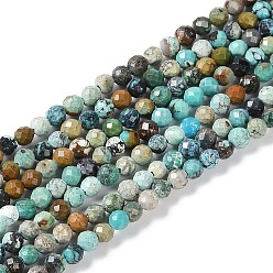 Африканский Бирюза(яшма) Бусы натуральная африканская бирюза (яшма), круглые, граненые, 4 мм, отверстие : 0.7 мм, около 138 шт / нитка, 15.35'' (39 см)