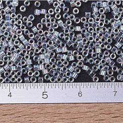 (DBS0051) Crystal AB MIYUKI Delica Beads Small, Cylinder, Japanese Seed Beads, 15/0, (DBS0051) Crystal AB, 1.1x1.3mm, Hole: 0.7mm, about 35000pcs/bag, 100g/bag
