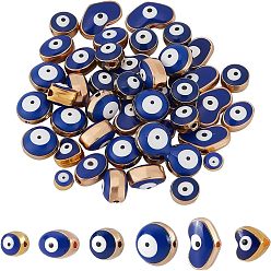 Königsblau 60 Stück 6 Stile Legierung Emaille Perlen, Herz mit bösen Blick, Mischformen, königsblau, 5.5~10x5.5~14x5.5~10 mm, 10 Stück / Stil