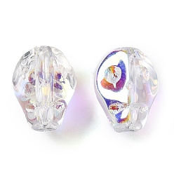 Прозрачный Стеклянные бусины с гальваническим покрытием , череп, прозрачные, 10x8x7.5 мм, отверстие : 1 мм, около 65 шт / нитка, 25.59'' (65 см)