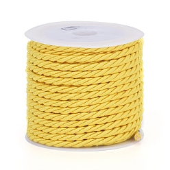 Золотистый Полиэфирного корда, витой шнур, золотые, 3 мм, около 5.46 ярдов (5 м) / рулон
