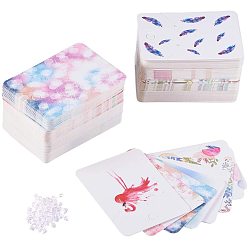 (52) Непрозрачная лаванда Картонные ожерелья и серьги, с пластиковыми гайками уха, прямоугольные, разноцветные, 72x51x0.5 мм