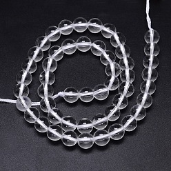 Clear Round Natural Grade AA Quartz Crystal Beads Strands, Rock Crystal Beads, Clear, 8mm, Hole: 1.2mm, about 49pcs/strand, 15.5 inch