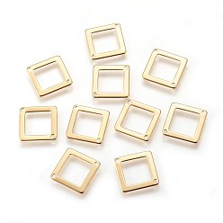 Золотой 304 соединительные звенья нержавеющие, ромб, золотые, 18.5x18.5x0.5 мм, отверстие : 1.4 мм