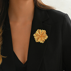 Золотой Элегантные железные значки на лацкан для женщин, цветок, золотые, 60 мм