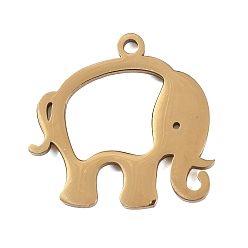 Golden 304 Edelstahl Anhänger, Elefant Charme, Hand poliert, Ionenbeschichtung (ip), golden, 20x20x1.4 mm, Bohrung: 1.6 mm