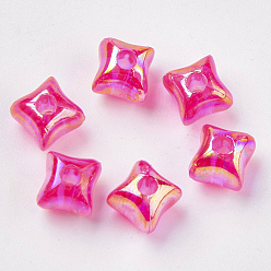 Rose Foncé Perles en plastique transparentes, de couleur plaquée ab , cube, rose foncé, 8x8x8mm, trou: 2 mm, environ 1950 pcs / 500 g
