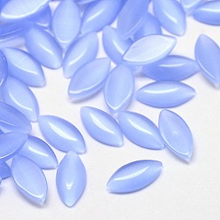 Cornflower Blue Cat Eye Cabochons, Horse Eye, Cornflower Blue, 15x7x2.5mm
