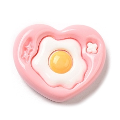 Heart Opaque Flower Resin Cabochons, Geometric Cabochons, Heart, 22x26x7.5mm