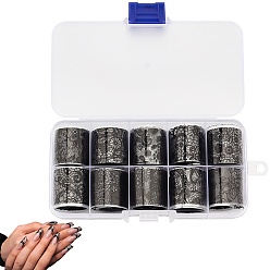Black PET Transfer Nail Art Sticker, For Nail Tips Decorations, Black, 1000x25x0.1mm, 10pcs/set