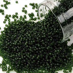 (940F) Transparent Frost Olivine Toho perles de rocaille rondes, perles de rocaille japonais, (940 f) olivine givrée transparente, 15/0, 1.5mm, Trou: 0.7mm, environ15000 pcs / 50 g