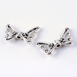 Античное Серебро Сплавочные овальные бусины тибетского стиля , бабочка, без кадмия, без никеля и без свинца, античное серебро, 10.5x18x3.5 мм, Отверстие : 1.5 мм , около 1230 шт / 1000 г