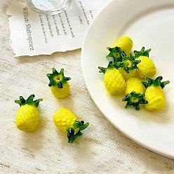 Ананас Бусины лэмпворк , фрукты, ананас, 18.5~19.5x15~17.5x15.5~16.5 мм, отверстие : 1.8~2 мм