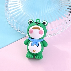 Зеленый Пластиковые подвески из пвх, лягушка, зелёные, 50x30 мм