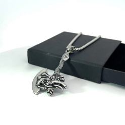 Нержавеющая Сталь Цвет Мужской панк-рок кулон из титановой стали с изображением дракона и топора.