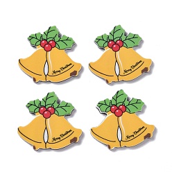 Christmas Bell Акриловые кабошоны с принтом в рождественском стиле, оранжевые, 31x33x2.5 мм