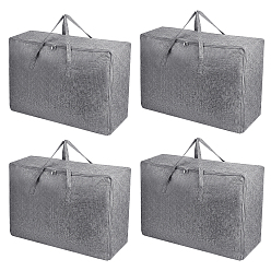 Gray 4Pcs 2 Styles Cotton and Linen Quilt Storage Zipper Bags with Handle, Rectangle, Gray, 50.5~51x82~94x0.7~0.9cm, 2pcs/style
