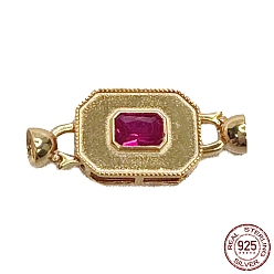 Настоящее золото 18K 925 серебро 925 пробы с микропаве сине-фиолетового фианита, складные застежки, прямоугольные, реальный 18 k позолоченный, 36.5 мм, отверстие : 4 мм