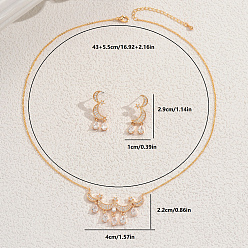 Золотой Комплекты серег и ожерелий из латуни с микропаве из кубических цирконий в форме луны и звезды для женщин, золотые