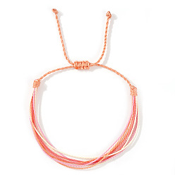 Розовый Регулируемые плетеные браслеты из синтетического волокна и плюшевого шнура, счастливые браслеты для женщин, туманная роза, 7-7/8 дюйм (20 см), внутренний диаметр: 11 дюйм (28 см)