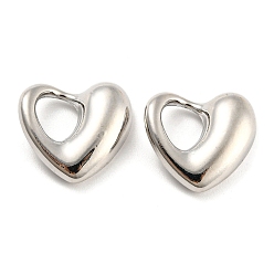 Платина Подвески из сплава , сердце, платина, 16x17x5 мм, отверстие : 6.5x7 мм