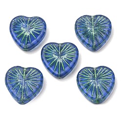 Steel Blue Handmade Lampwork Beads, Heart, Steel Blue, 18.5x18.5x5.5mm, Hole: 1.4~1.5mm, about 34pcs/bag