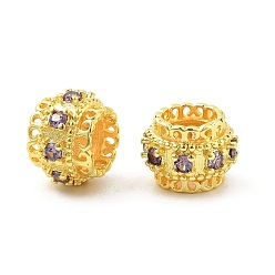 Темно-синий  Шифер Латунные микро проложить Цирконий Европейский бисером, бусины с большим отверстием, рондель, стойки покрытие, без кадмия и без свинца, долговечный, золотые, темный сланец синий, 10.5x7.5~8 мм, отверстие : 5.3 мм