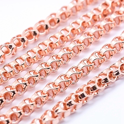 Розовое Золото Латунные цепочки, несварные, без свинца, без никеля и без кадмия, долговечный, Настоящее розовое золото покрыто, 4 мм