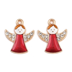 Angel & Fairy Подвески из эмали и сплава, с Rhinstone, без кадмия и без свинца, Новогодняя тема, золотой свет, ангел и фея, 21.5x18x2 мм, отверстие : 1.8 мм